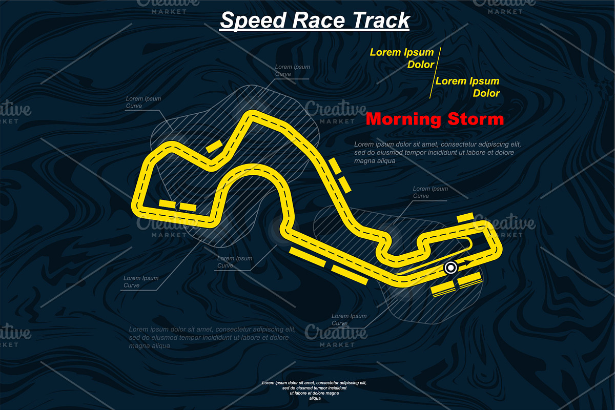 Yellow race track on blue background, a Transportation Illustration by LongQuattroArt (Photo 5 of 5)