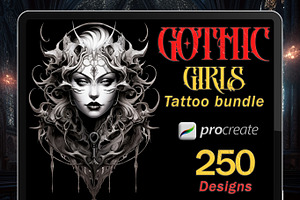 Gothic Girls tattoo flash bundle