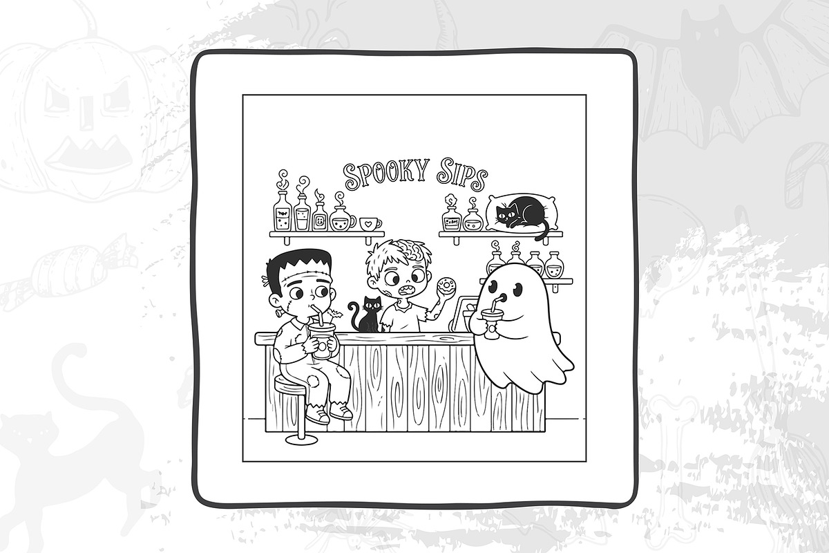 Cute Halloween Coloring Pages, an Illustration by DesignDevisers (Photo 5 of 9)