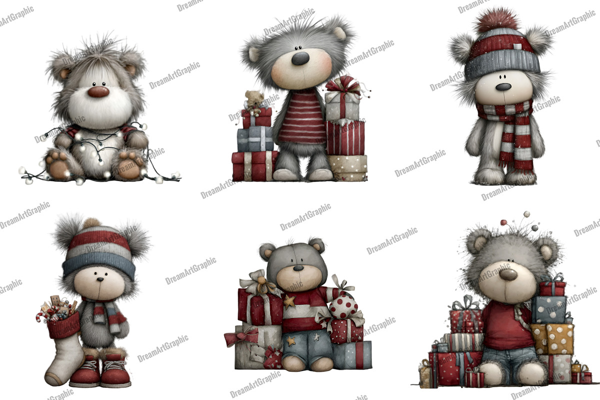 Whimsical Christmas Teddy Bear, an Illustration by DreamArtGraphic (Photo 2 of 5)