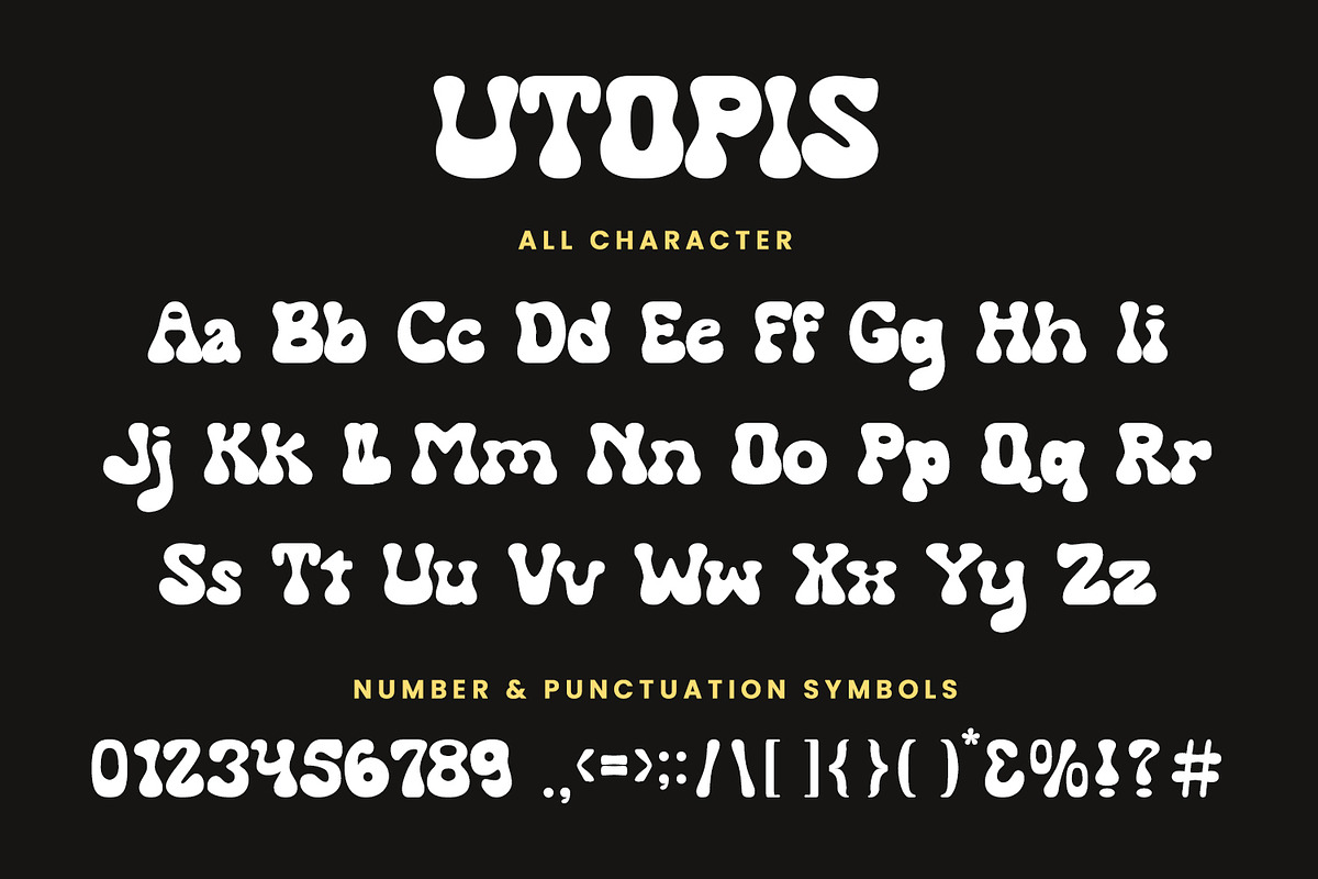 Utopis - Retro Groovy Font, a Script Font by AQR Studio (Photo 7 of 9)
