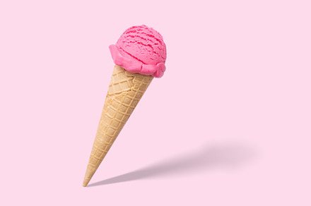 Pink ice cream on bright background, a Food & Drink Photo by NaumenkoOS
