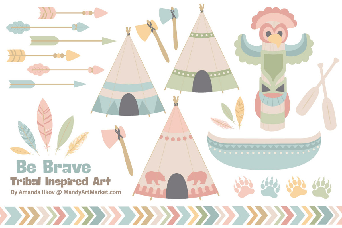 Pretty Tribal Clip Art & Vectors, an Illustration by Amanda Ilkov (Photo 1 of 4)