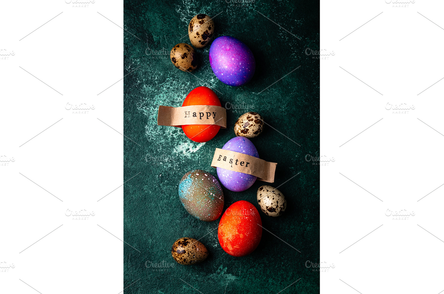 Easter eggs painted in purple and, a Holiday Photo by Yulia Furman