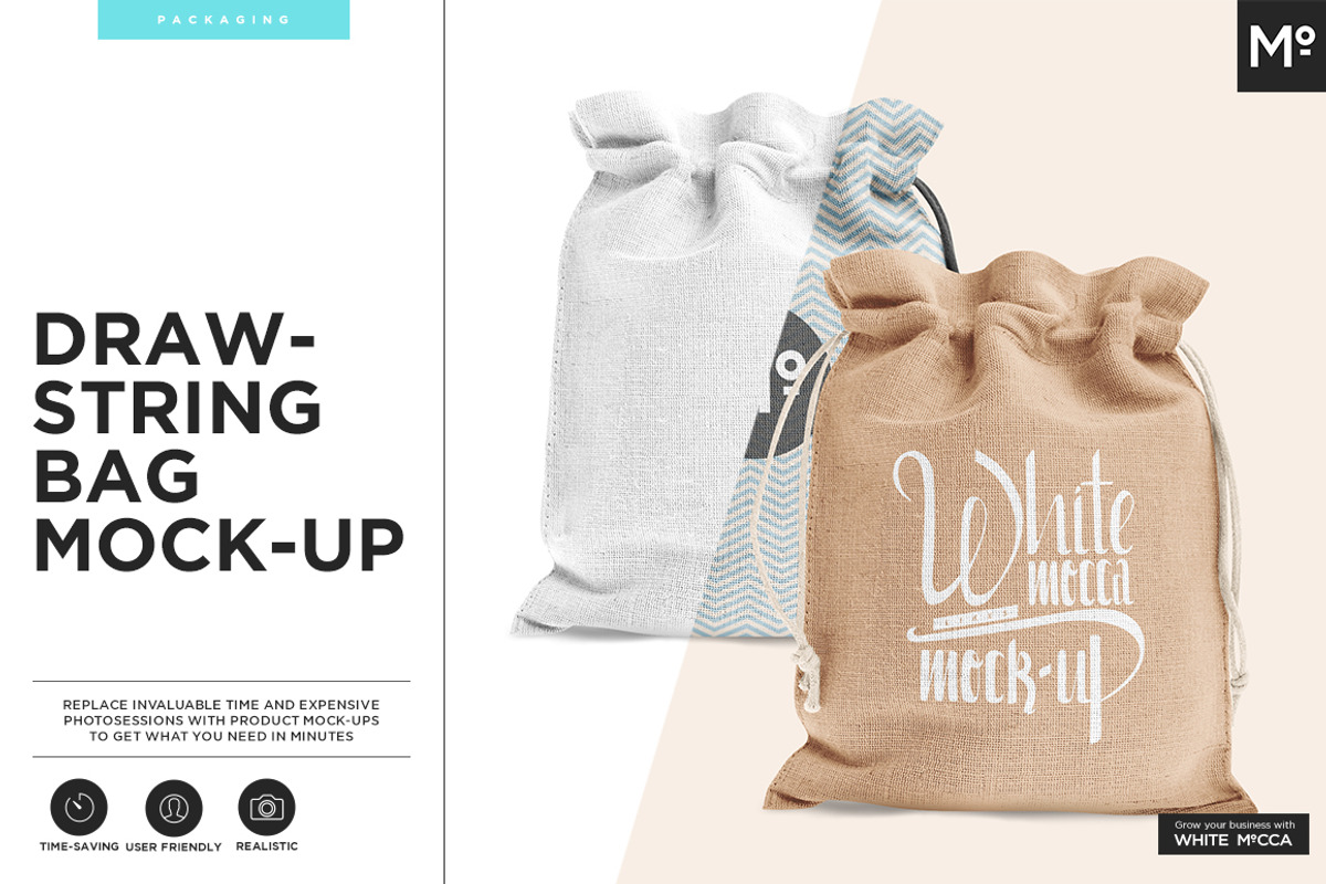 Drawstring / Burlap Jute Bag Mock-up, a Packaging Mockup by Mocca Mockups Store (Photo 1 of 11)