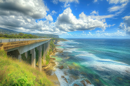 Driving along Sea Cliff Bridge in Wo, a Photo by Iftikhar Alam