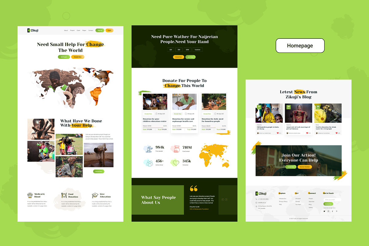 Zikuji-Charity & Fund Rising Website, an UI Kit Template by Pixency (Photo 2 of 11)