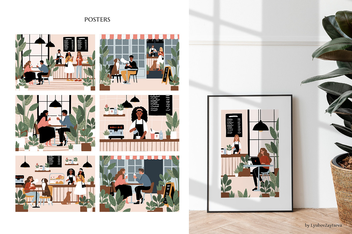 Dog Friendly Coffee Shop Posters., a Person Illustration by LyubovZaytseva (Photo 4 of 9)