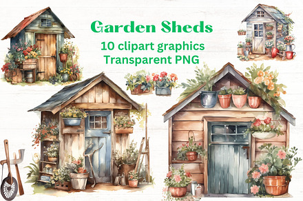 Rustic Garden Sheds clipart x10