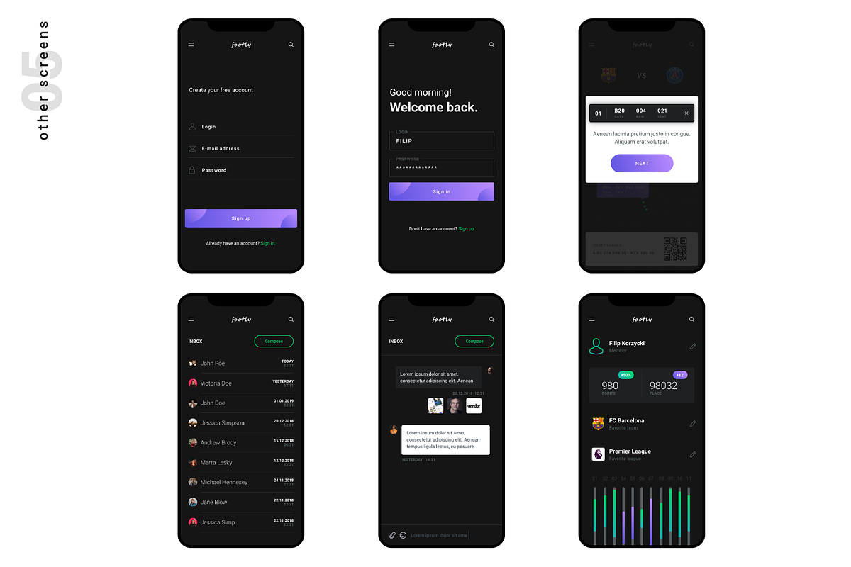 Footly - Football UI KIT (Xd file), an App Template by Filip Korzycki (Photo 6 of 6)
