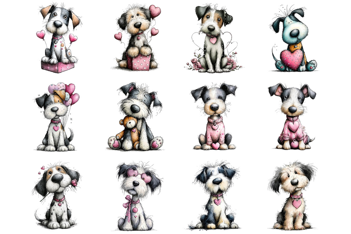 Watercolor Valentines Dog Clipart, an Illustration by DreamArtGraphic (Photo 3 of 4)