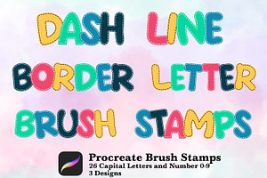 Dash Line Border Letter Brush Stamps