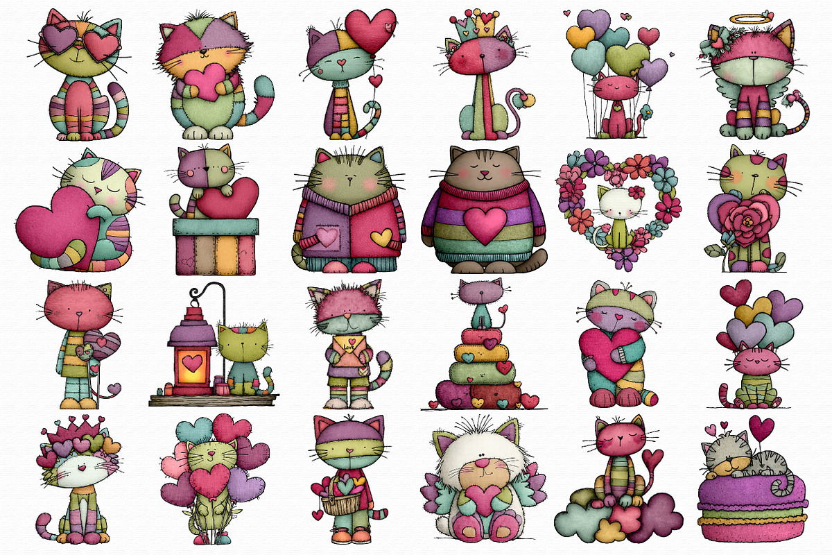 Whimsical Valentine’s Day Cat Clipar, an Illustration by Libby Wishes (Photo 7 of 7)