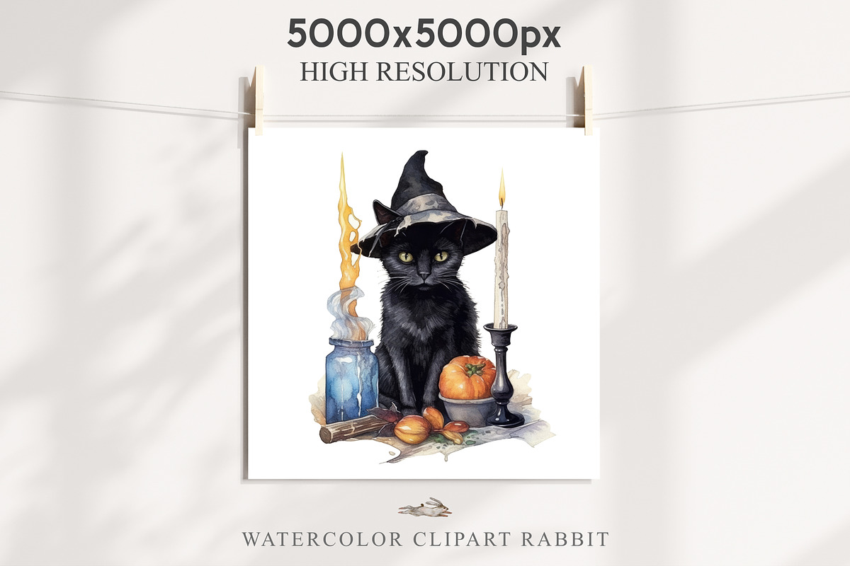 Halloween Witch Wizard Black Kitten, an Animal Illustration by Rabbit Heart (Photo 8 of 10)