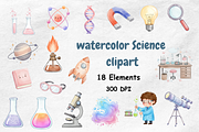 Watercolor Science Clipart, an Object Illustration by BerryPieArt (Thumbnail 1 of 4)