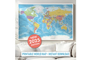 Vector World Map - Large&Detailed, a Decorative Illustration by PorcuPen Works (Thumbnail 6 of 9)