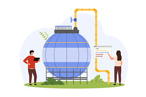 Industrial boiler water heat, an Illustration by Flashvector