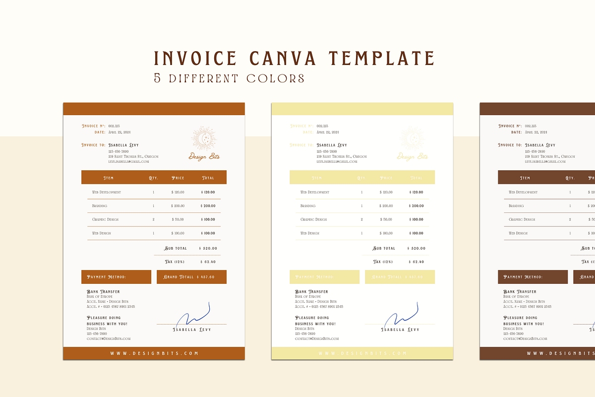 INVOICE CANVA TEMPLATE, a Print Template by The Little Lily Studio (Photo 2 of 5)