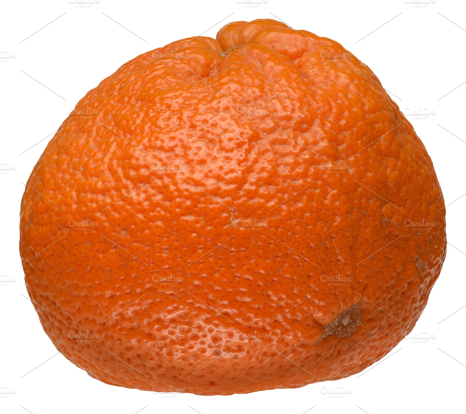 Ripe tangerine in peel on white isolated background, a Food & Drink Photo by ndanko