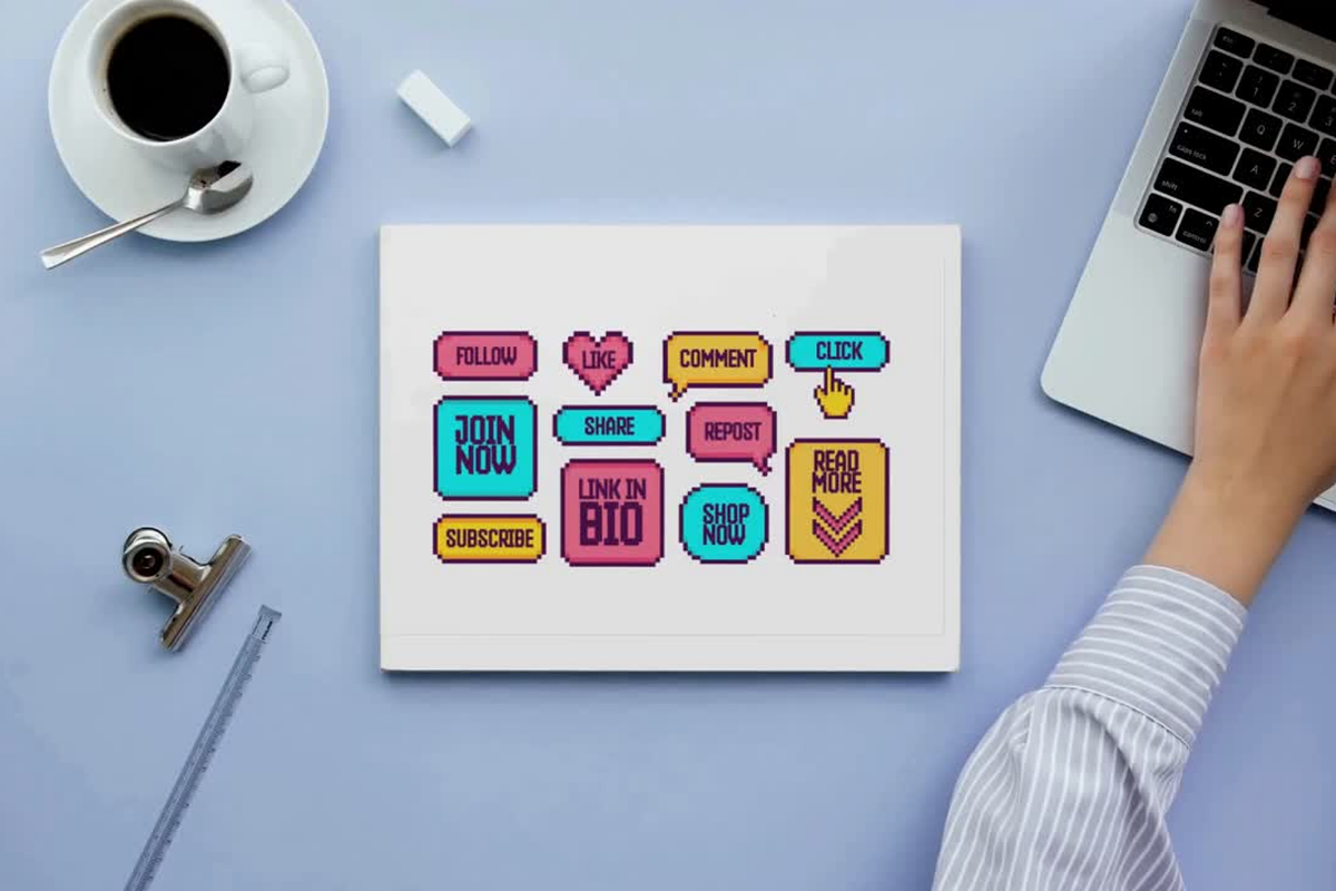 Pixel Style Call To Action Buttons, an Outline Icon by barsrsind (Photo 1 of 2)