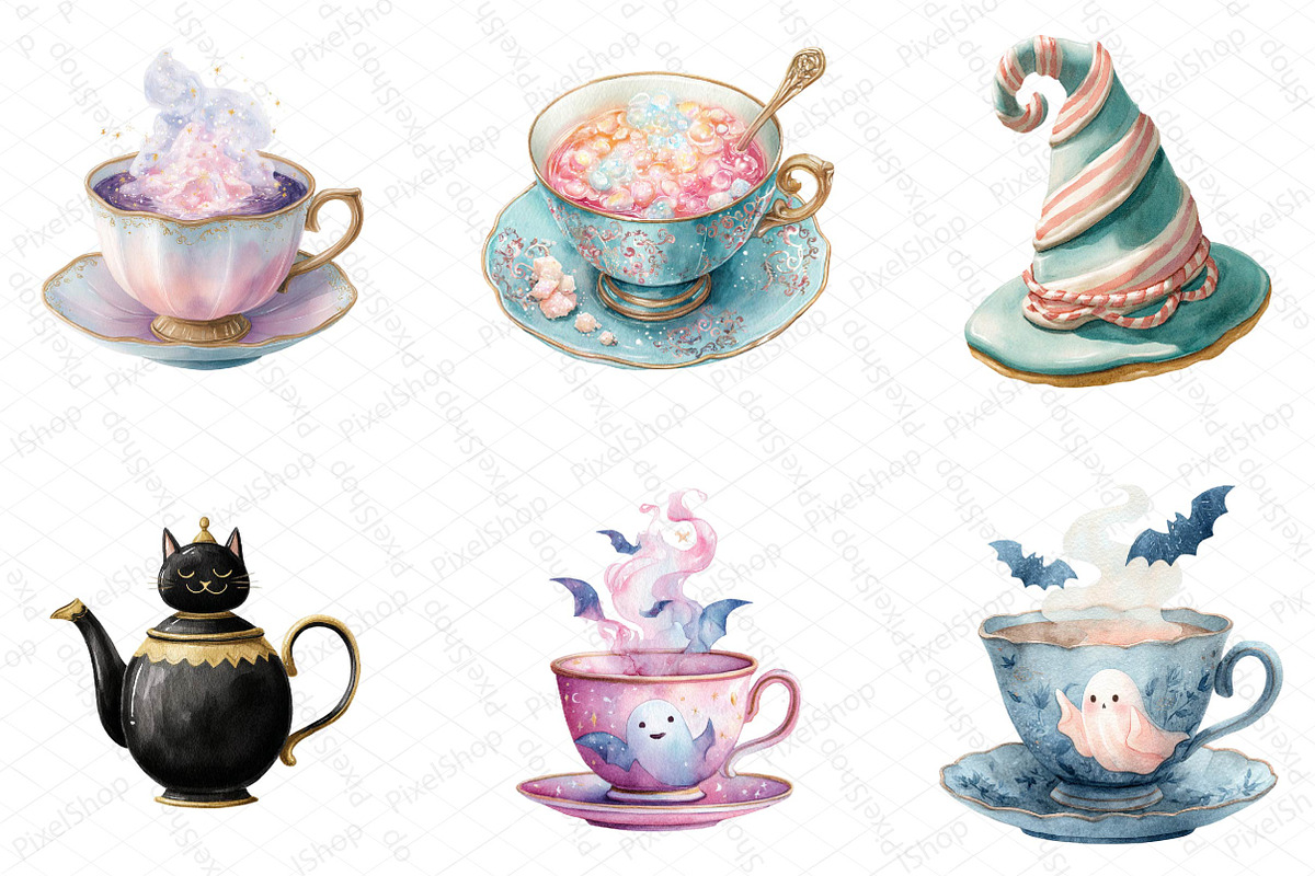 Pastel Halloween Tea Party Clipart, an Illustration by DreamPrint404 (Photo 2 of 5)