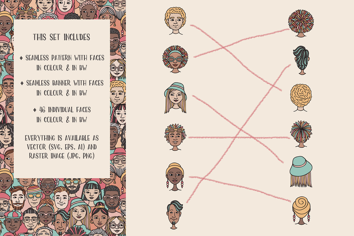 Diverse Doodle Faces – Font & Back, a Person Illustration by Franzi draws (Photo 3 of 6)