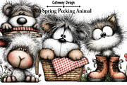 Spring Peeking Animal Clipart, an Illustration by GatewayDesign (Thumbnail 1 of 3)