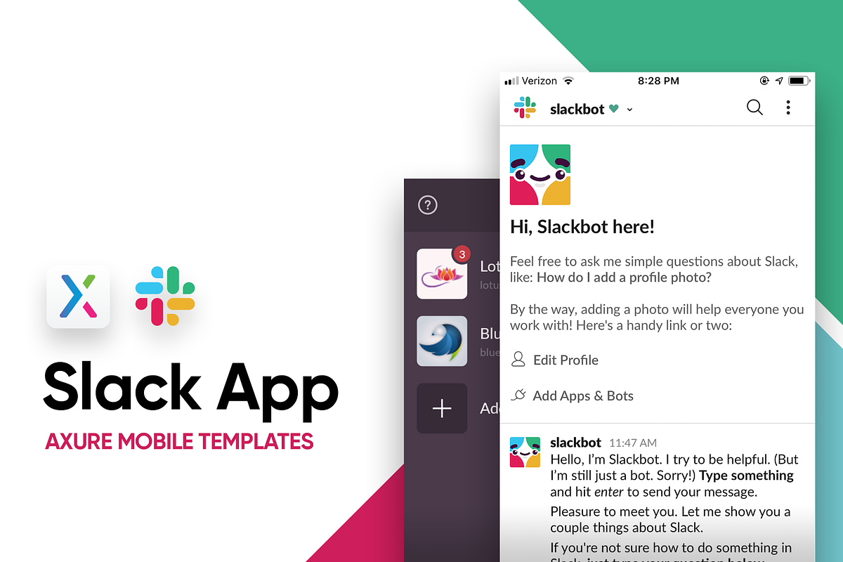 Axure Slack App Templates, an UI Kit Template by Axure Themes