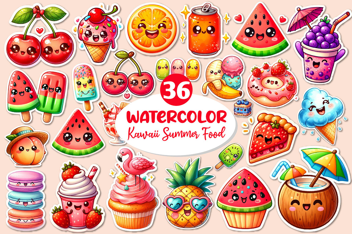 Kawaii Sweet Summer Food Clipart, an Illustration by Dream Creation (Photo 1 of 4)