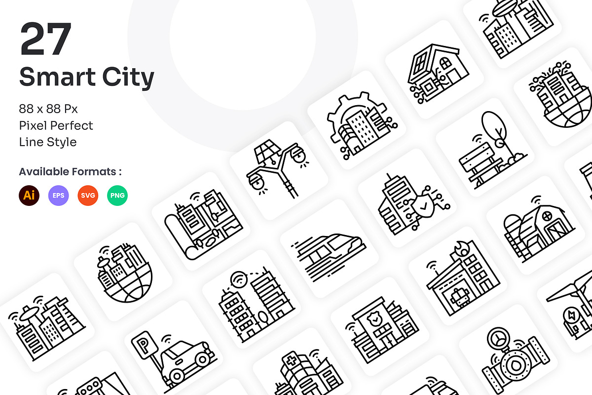 Smart City Icons Set - Line, an Outline Icon by Kmg Design (Photo 1 of 2)