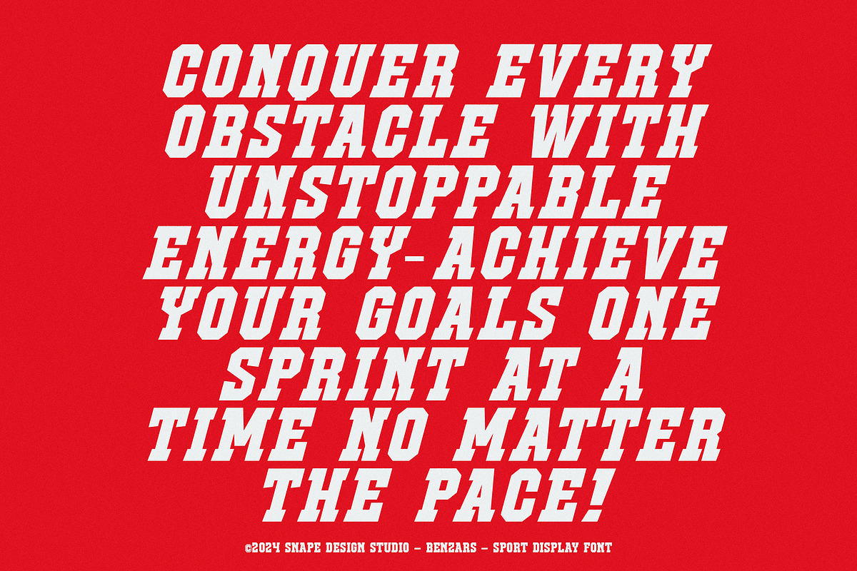 Benzars - Sport Display Font, a Serif Font by Snape Design Studio (Photo 8 of 12)