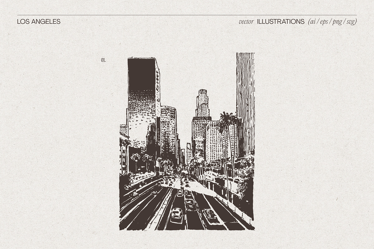 Los Angeles Cityscape Sketches, a Work Illustration by TheMountBirdStudio (Photo 3 of 6)