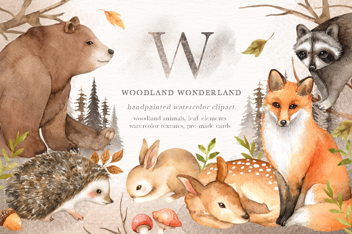 Woodland Wonderland Clip Art, an Animal Illustration by everysunsun (Photo 1 of 5)
