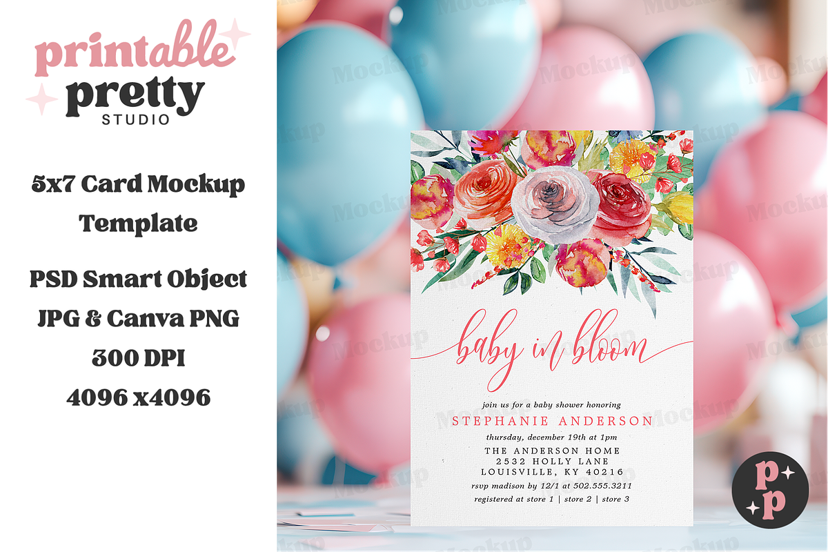 Balloon Card Mockup PSD 5x7, a Product Mockup by Printable Pretty Studio (Photo 3 of 7)