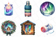 Cozy Winter Northern Lights Bundle, an Illustration by DreamPrint404 (Thumbnail 3 of 5)