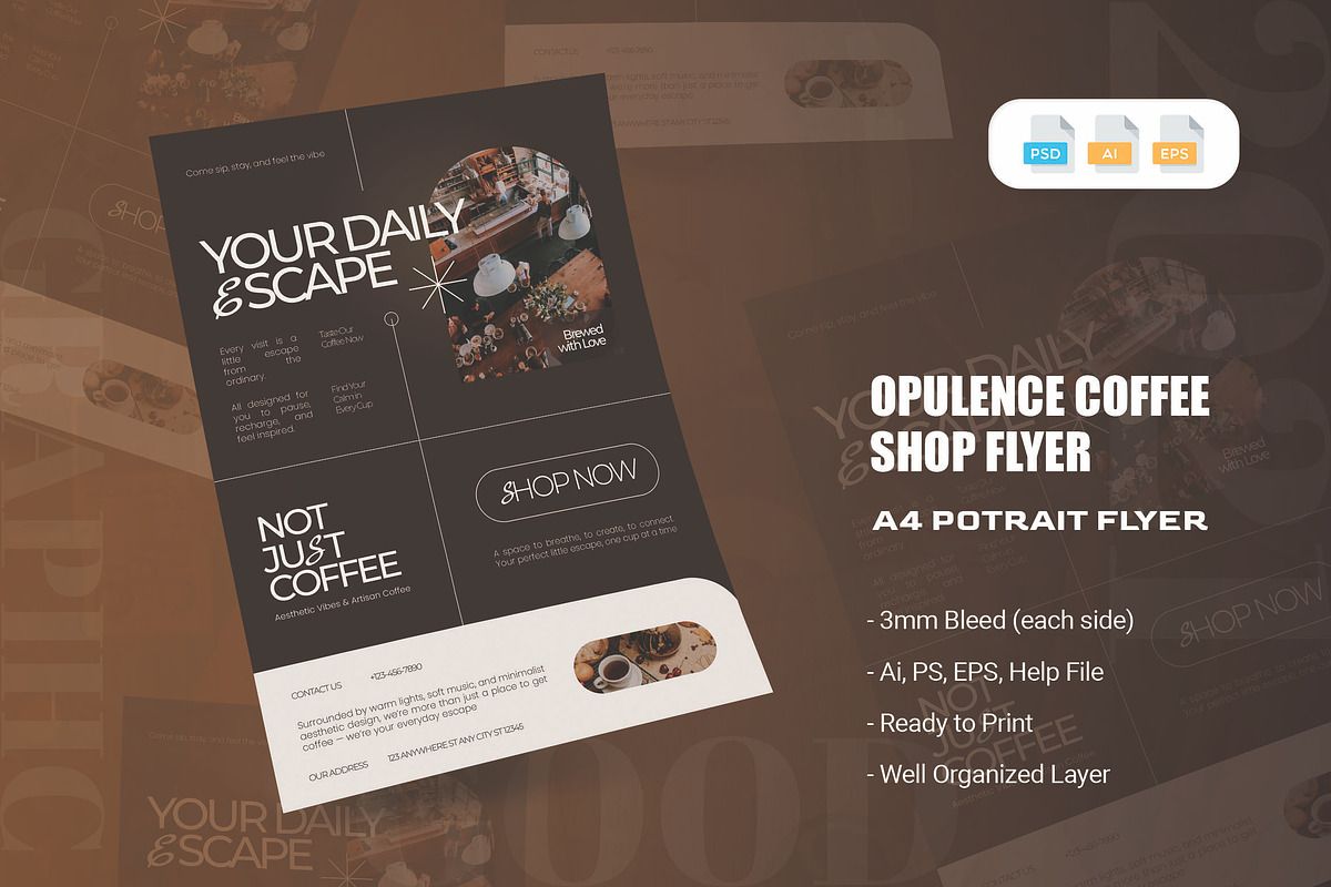 Opulence Coffee Shop - Flyer, a Flyer Template by AQR Studio (Photo 1 of 2)