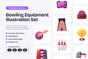 Bowling Equipment Illustration Set, an Object Illustration by YossyOneStd (Thumbnail 1 of 3)