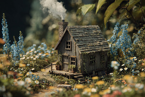 Charming tiny wooden cottage nestled, an Architecture Photo by MistyDay