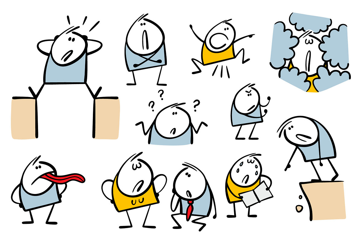 Cartoon negative emotions set 1., a Graphic by eka panova (Photo 2 of 5)