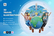 3D Travel Illustration Set, a Scene 3D Model by Flat Icons (Thumbnail 1 of 8)