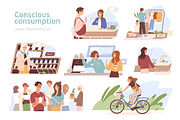 Conscious consumption concept set, a Person Illustration by Good Studio (Thumbnail 1 of 8)