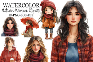 Burgundy Autumn Woman Clipart, an Illustration by Rose Art