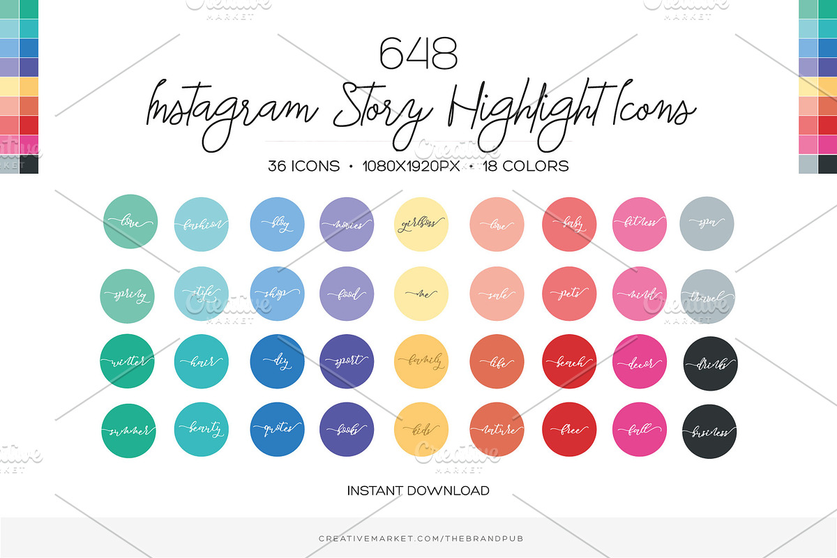 648 Instagram Story Highlight Covers, a Social Media Template by The Brand Pub (Photo 1 of 4)