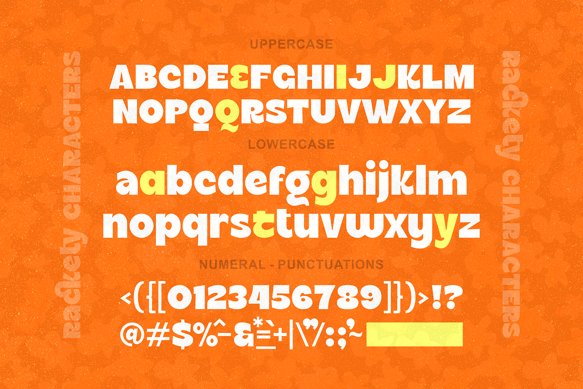 Rackety | Funky Display Typeface, a Sans Serif Font by Twicolabs Fontdation (Photo 8 of 8)
