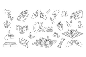 Line art chess illustrations with, an Illustration by GraphiShop