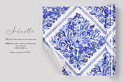 Blue Floral Portugal Mosaic Pattern, a Pattern Graphic by SirenaArt (Thumbnail 3 of 14)