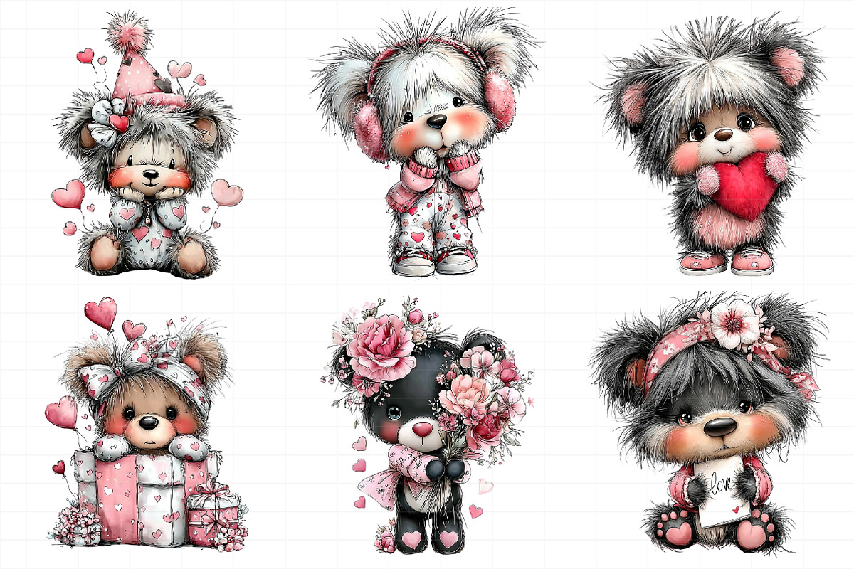 Valentine Teddy Bear Clipart Bundle, an Illustration by Daily.Designs (Photo 5 of 5)
