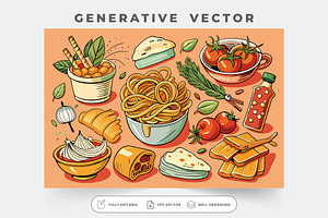 A sketch set featuring tasty Italian, a Graphic by SouravDesign