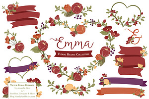 Autumn Floral Heart Wreath Clipart, an Illustration by Amanda Ilkov