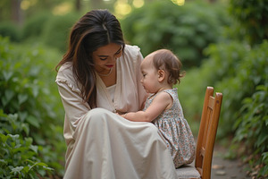 beautiful young mum and daughter AI generated, a Photo by WorldOfPhotos